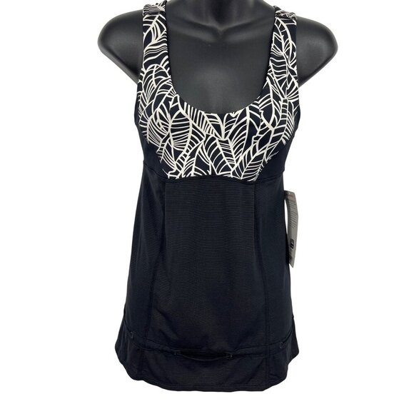 Lululemon Hustle Bustle Tank Top Size 4 Black Ivory Leaf Tropical Women NWT New - Picture 1 of 8